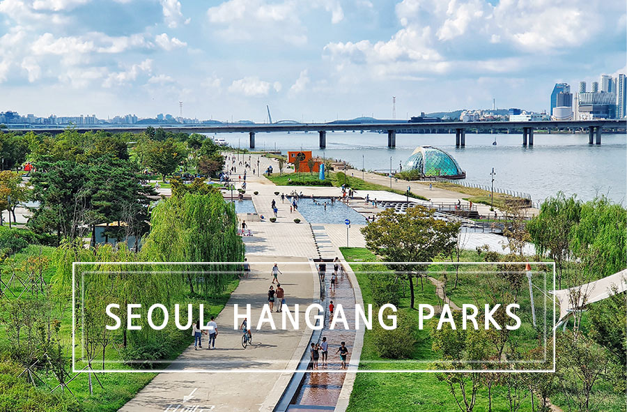 I parchi lungo il fiume Hangang a Seoul.